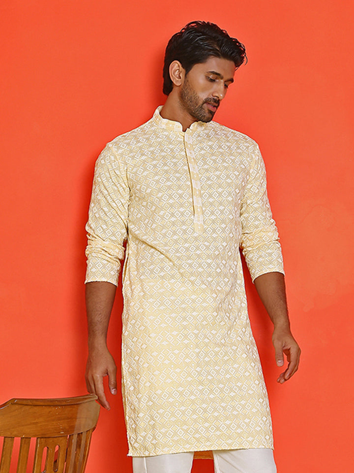 Embroidered And Sequins Straight Kurtas For Men