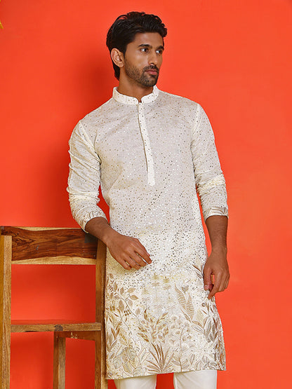 Embroidered And Sequins Silk Blend Kurtas.