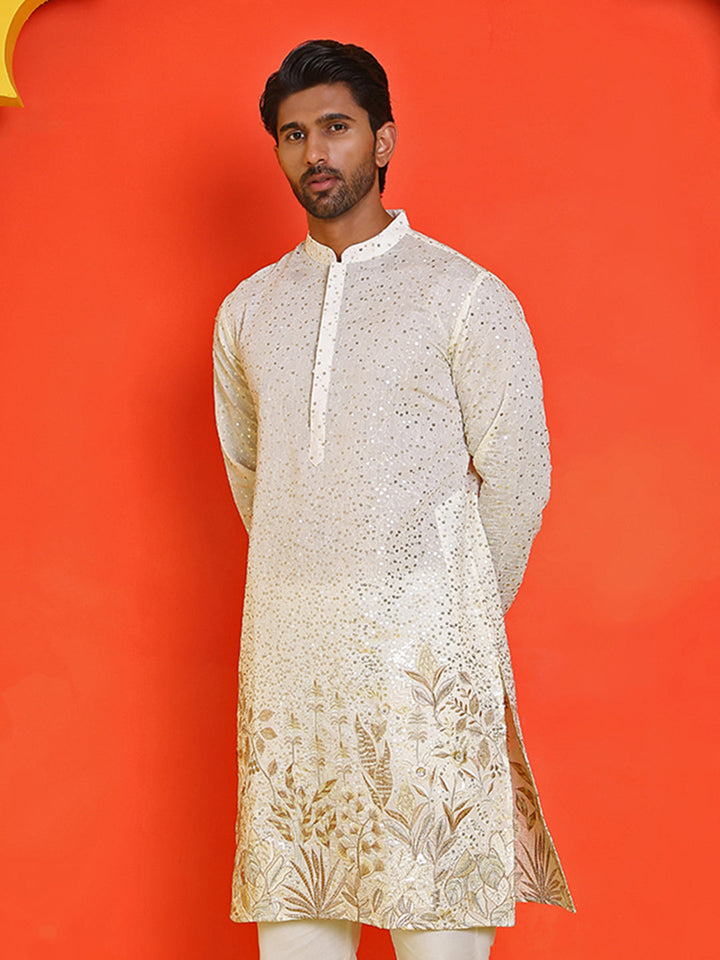 Embroidered And Sequins Silk Blend Kurtas.