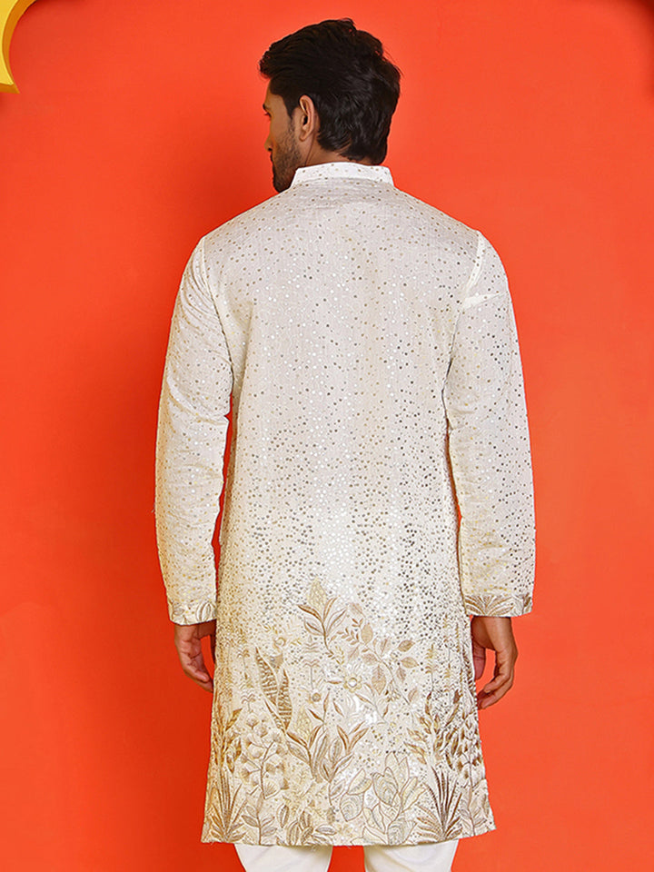Embroidered And Sequins Silk Blend Kurtas.