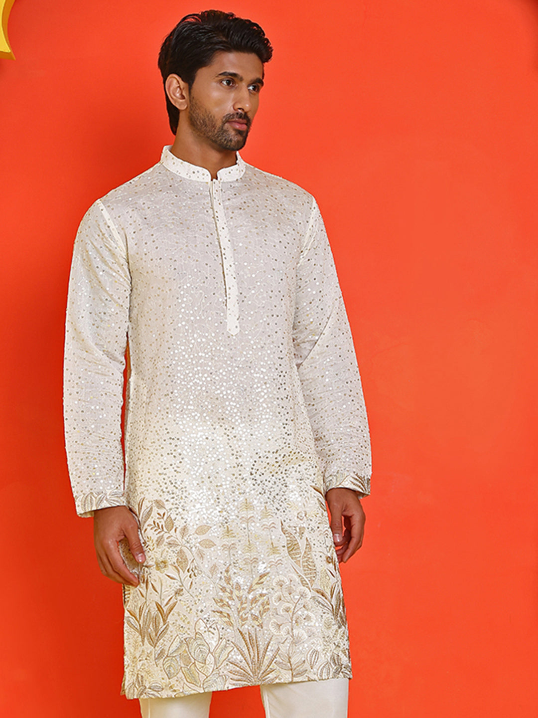 Embroidered And Sequins Silk Blend Kurtas.
