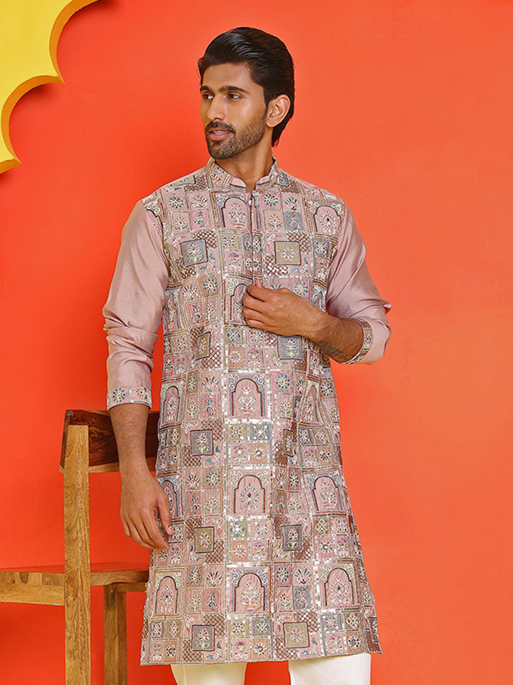 Embroidered Straight Kurtas For Men