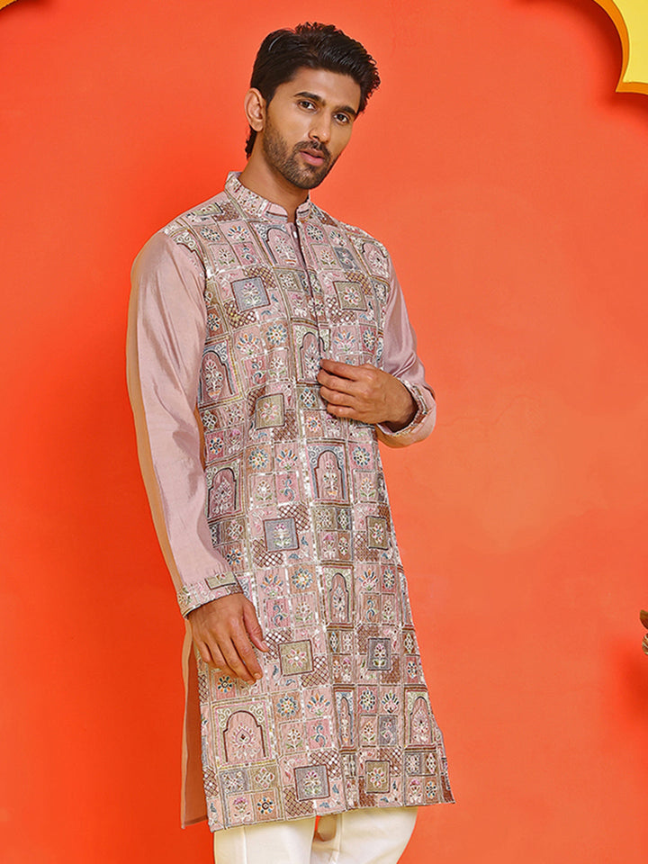 Embroidered Straight Kurtas For Men