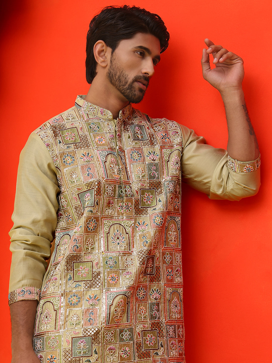 Embroidered Straight Kurtas For Men