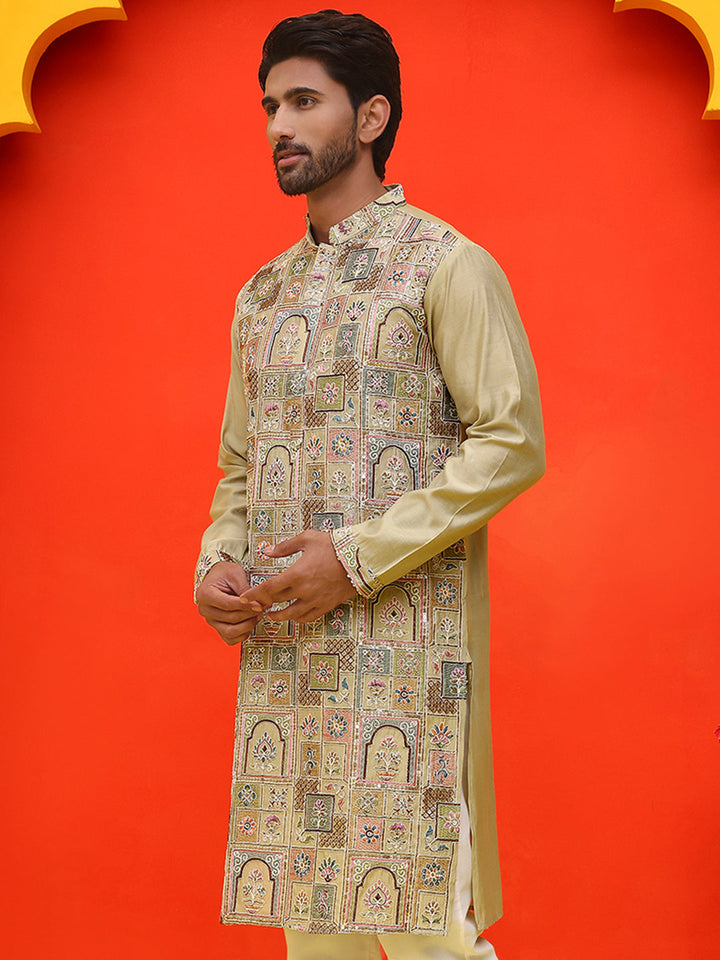 Embroidered Straight Kurtas For Men