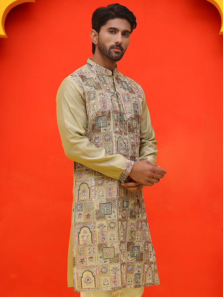 Embroidered Straight Kurtas For Men