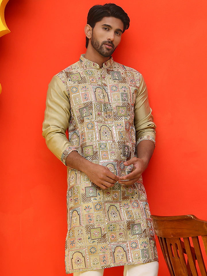 Embroidered Straight Kurtas For Men