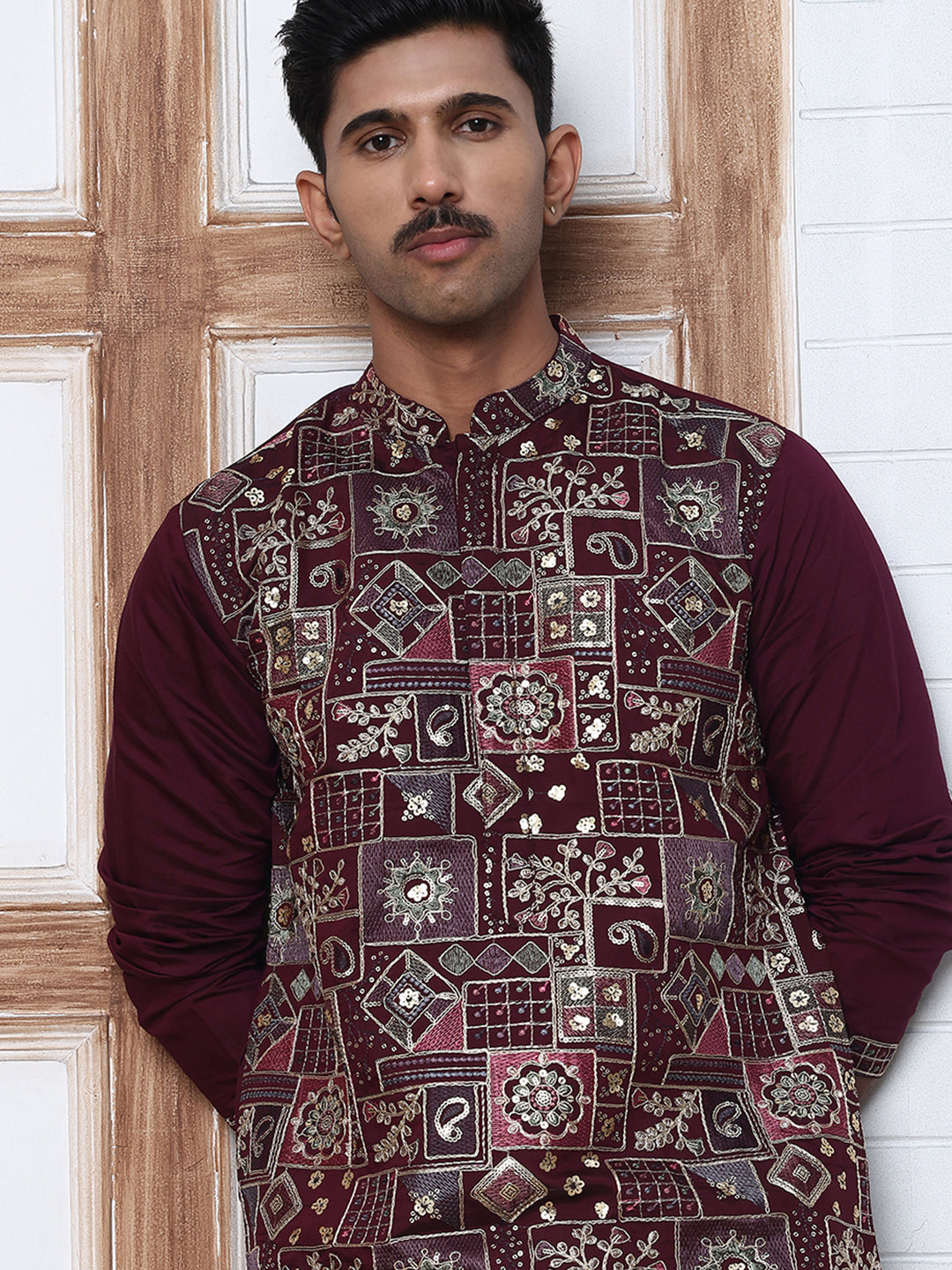 Embroidered Straight Kurta For Men