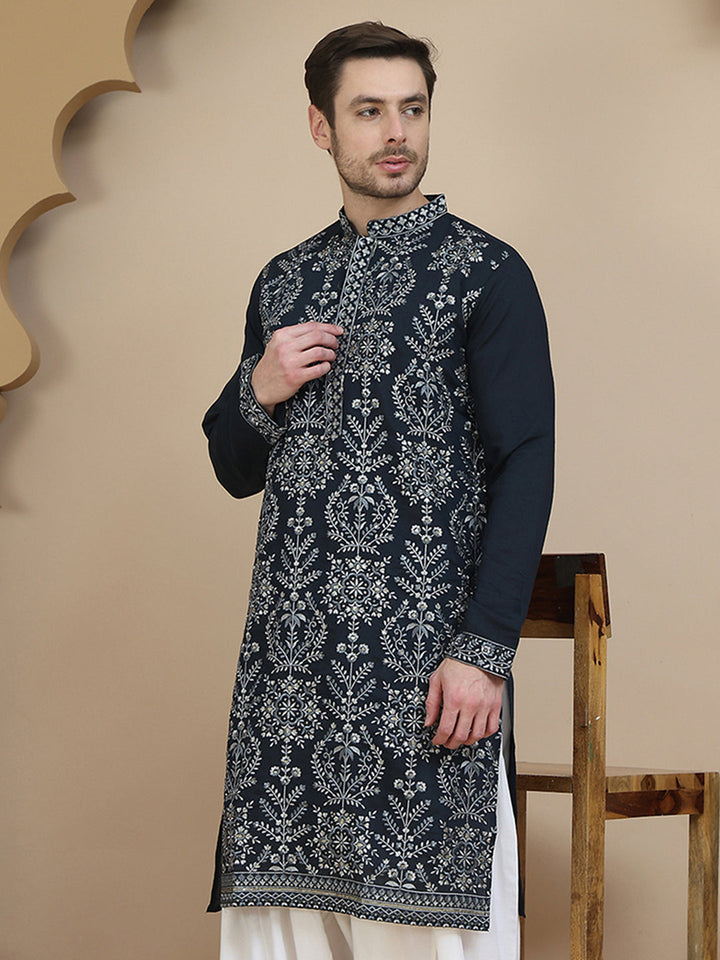 Embroidered Silk Blend Kurtas