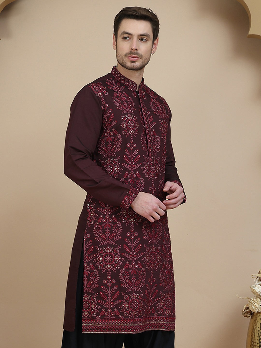 Embroidered Silk Blend Kurtas