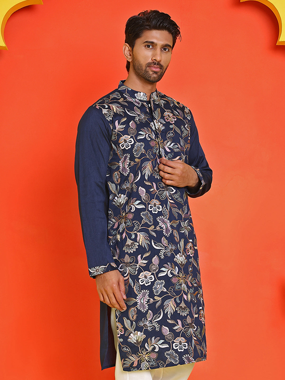 Embroidered Straight Kurtas  For Men