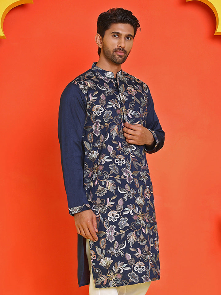 Embroidered Straight Kurtas  For Men