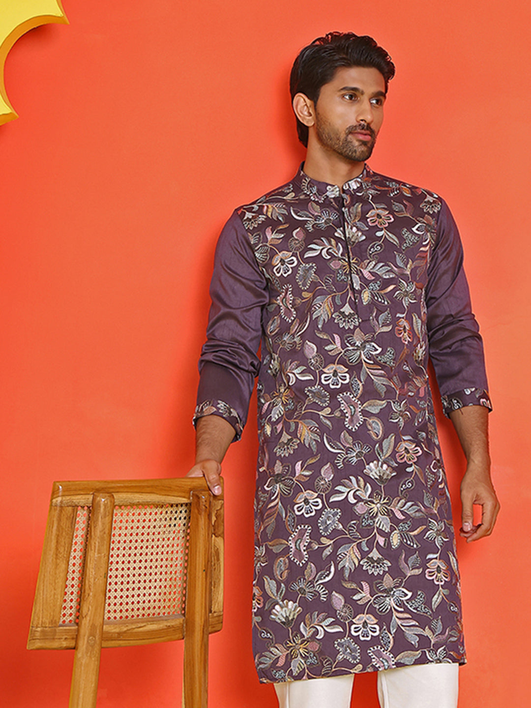 Embroidered Straight Kurtas  For Men