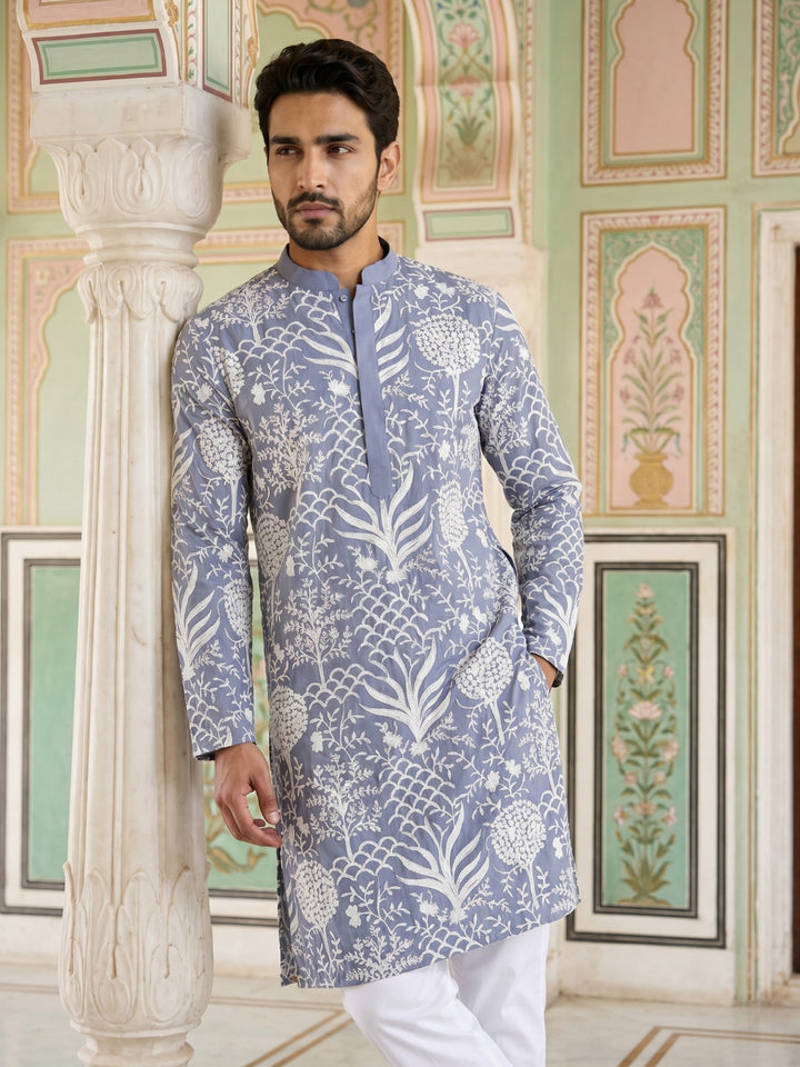 Embroidered Silk Blend Kurta