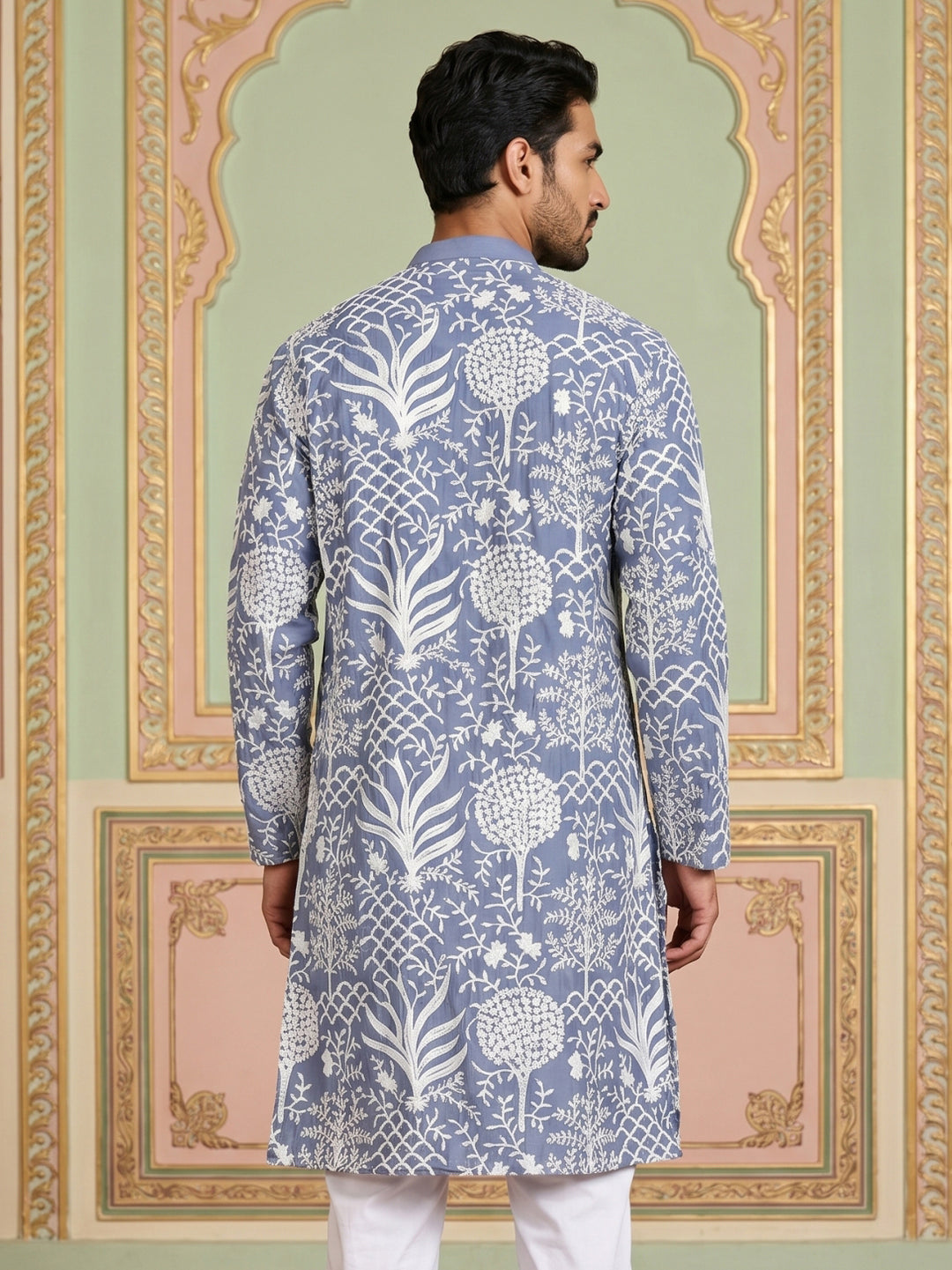 Embroidered Silk Blend Kurta
