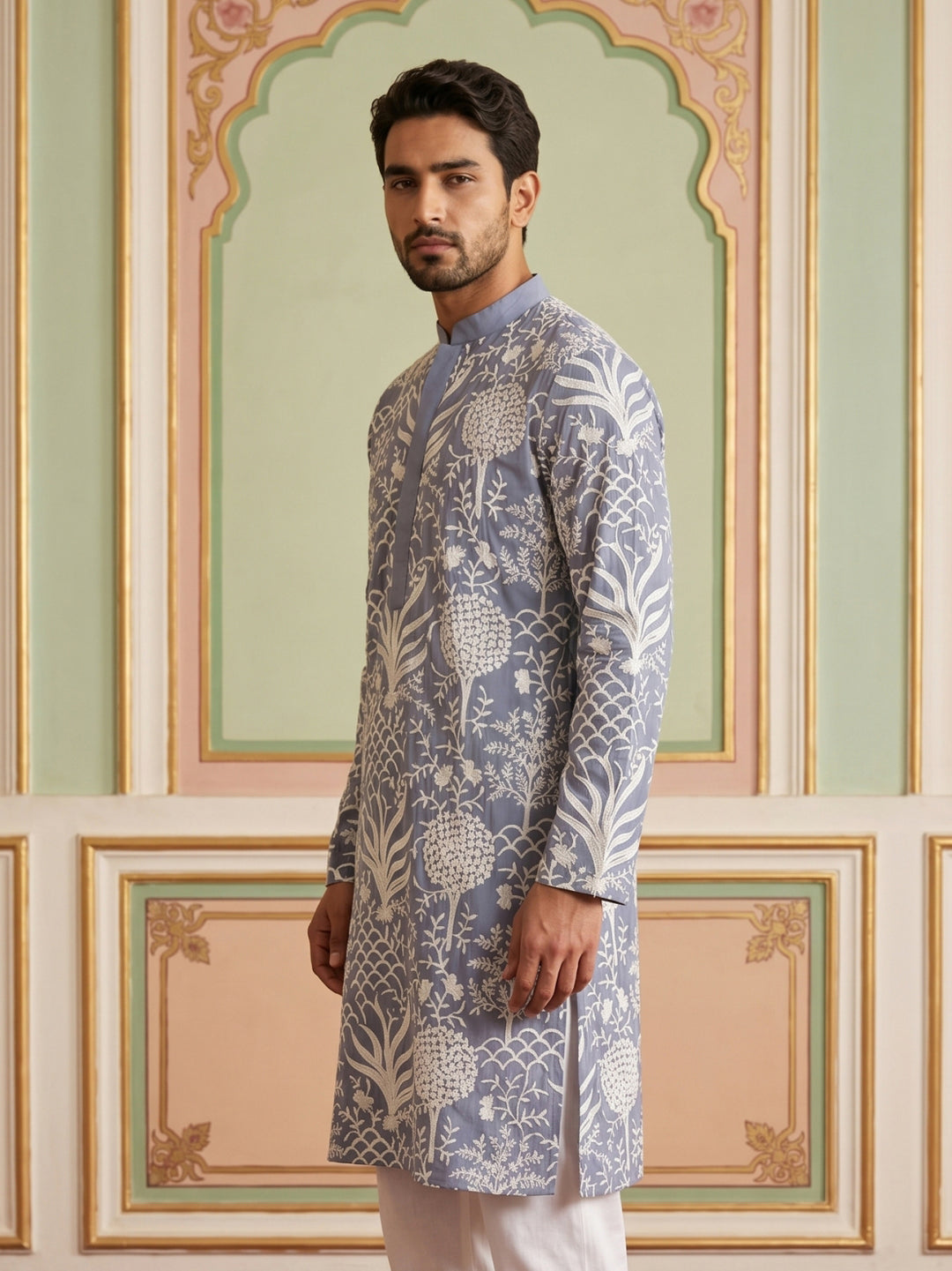 Embroidered Silk Blend Kurta
