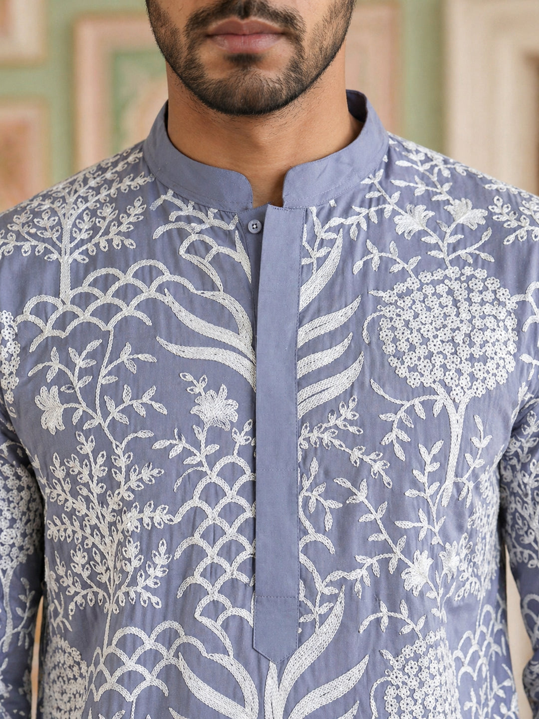 Embroidered Silk Blend Kurta