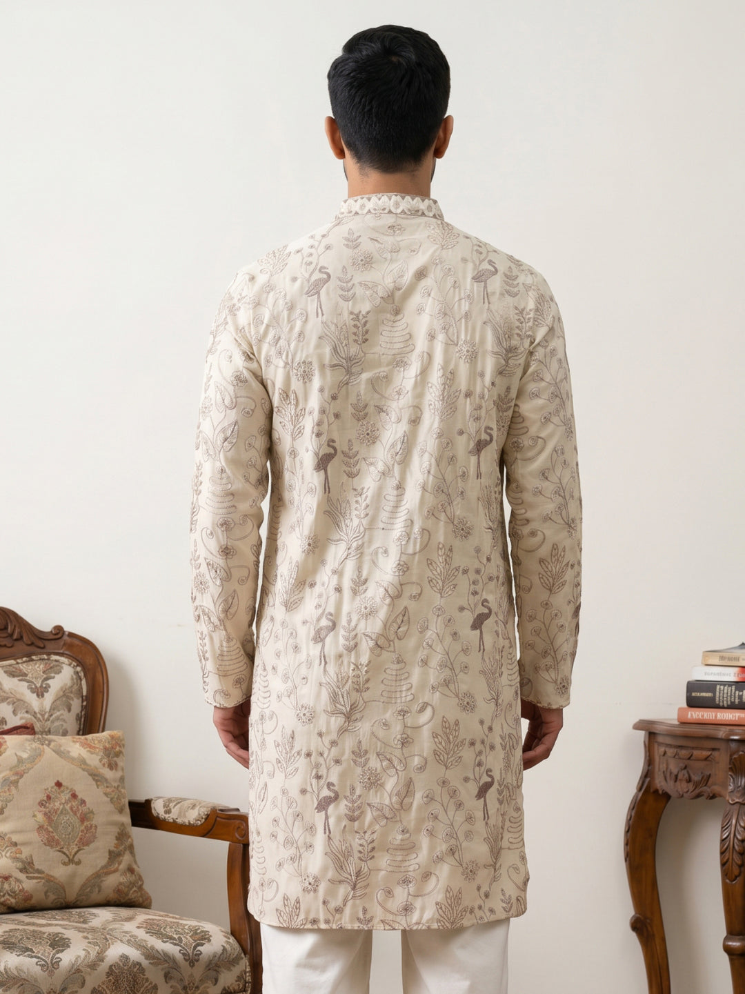 Embroidered Silk Blend Kurta For Men