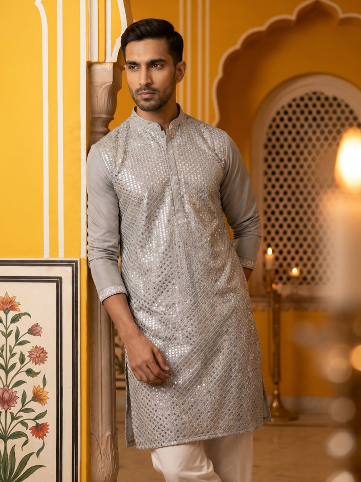 Embroidered Mirror Work Kurta
