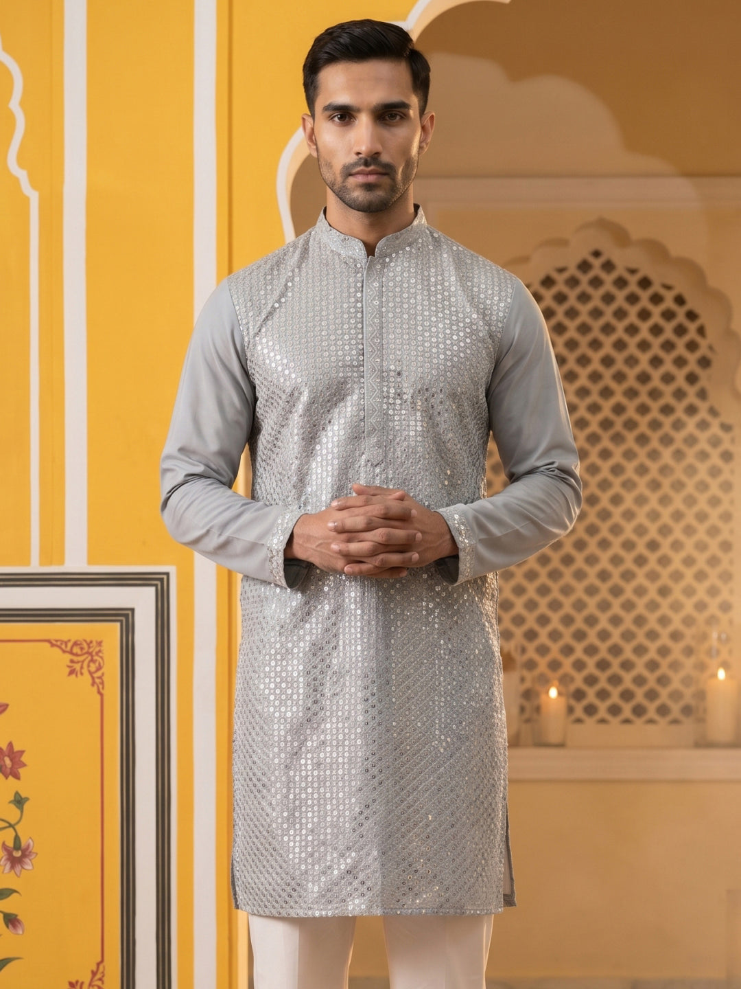 Embroidered Mirror Work Kurta