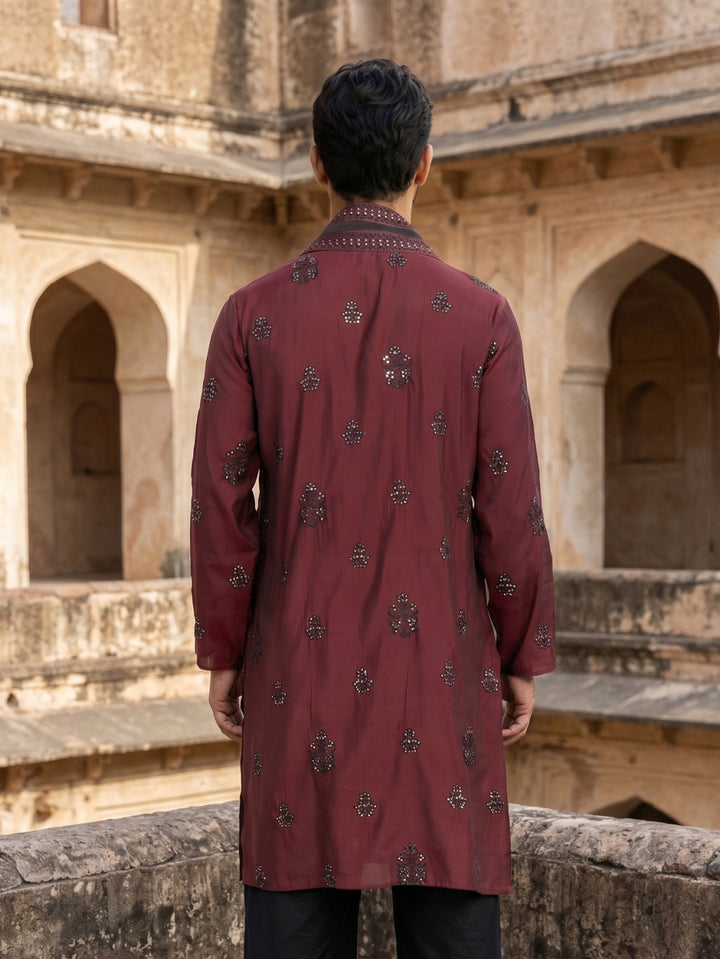 Embroidered &amp; Sequin Kurta With Dupatta