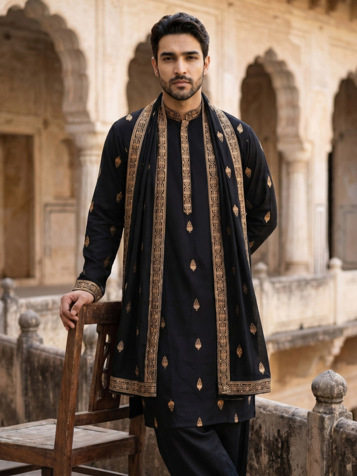 Silk Blend Embroidered Kurta
