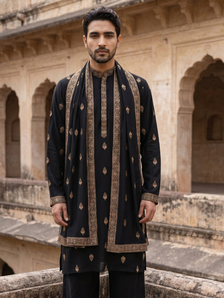 Silk Blend Embroidered Kurta
