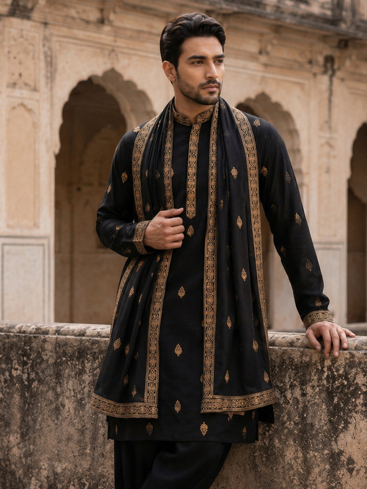 Silk Blend Embroidered Kurta