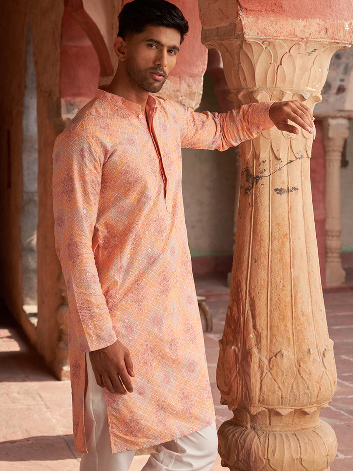 Embroidered Straight Kurtas For Men