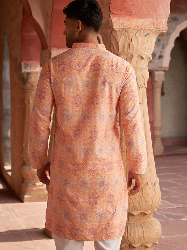 Embroidered Straight Kurtas For Men