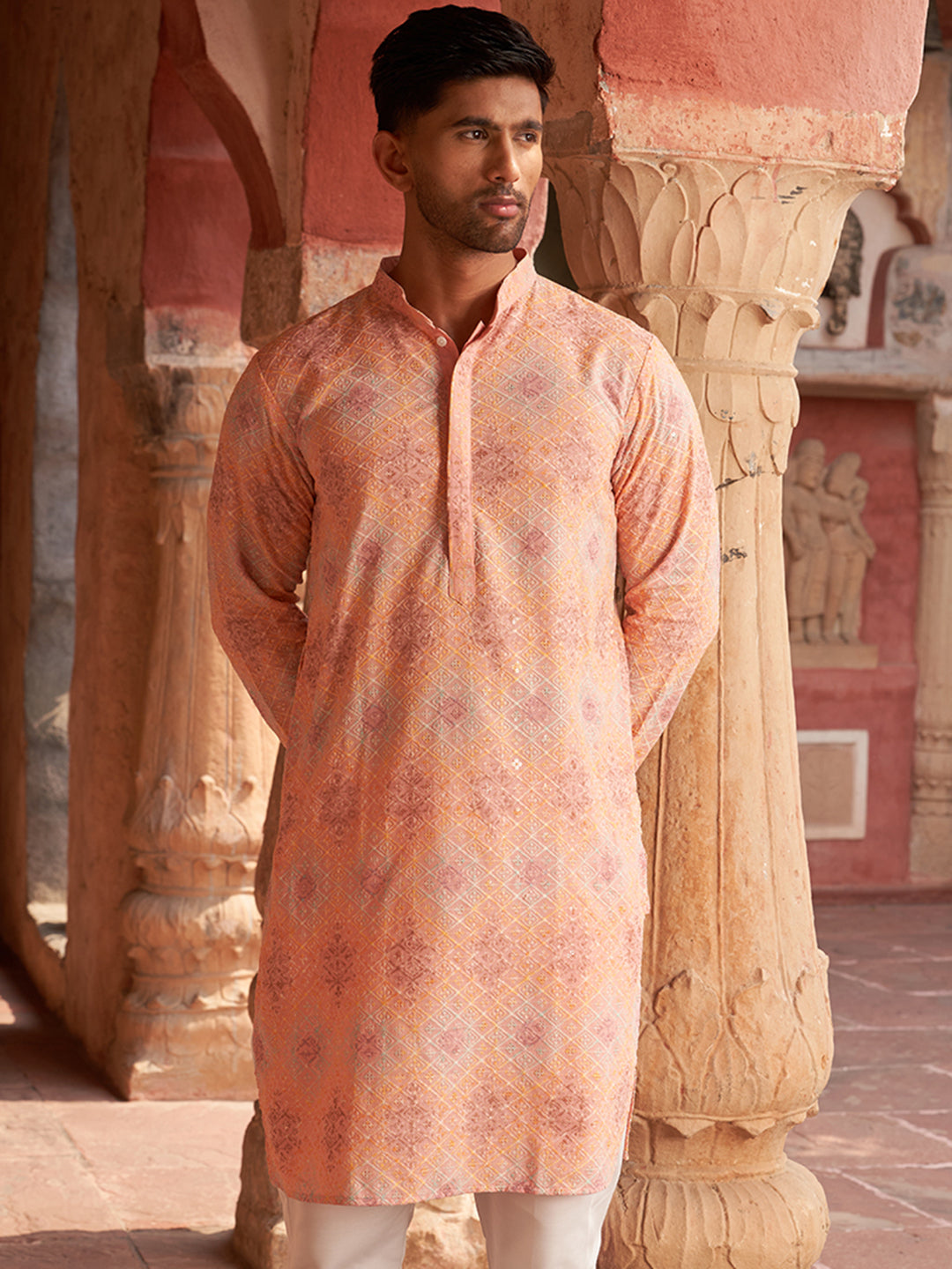Embroidered Straight Kurtas For Men
