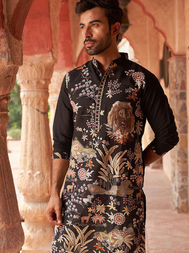 Embroidered Silk Blend Kurtas.