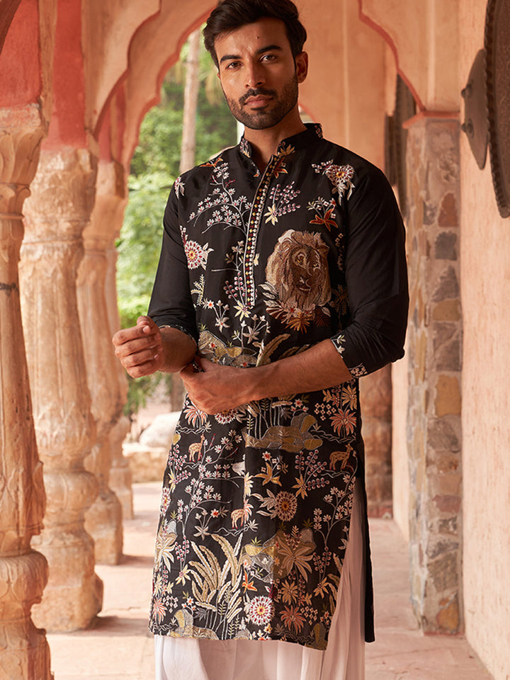 Embroidered Silk Blend Kurtas.