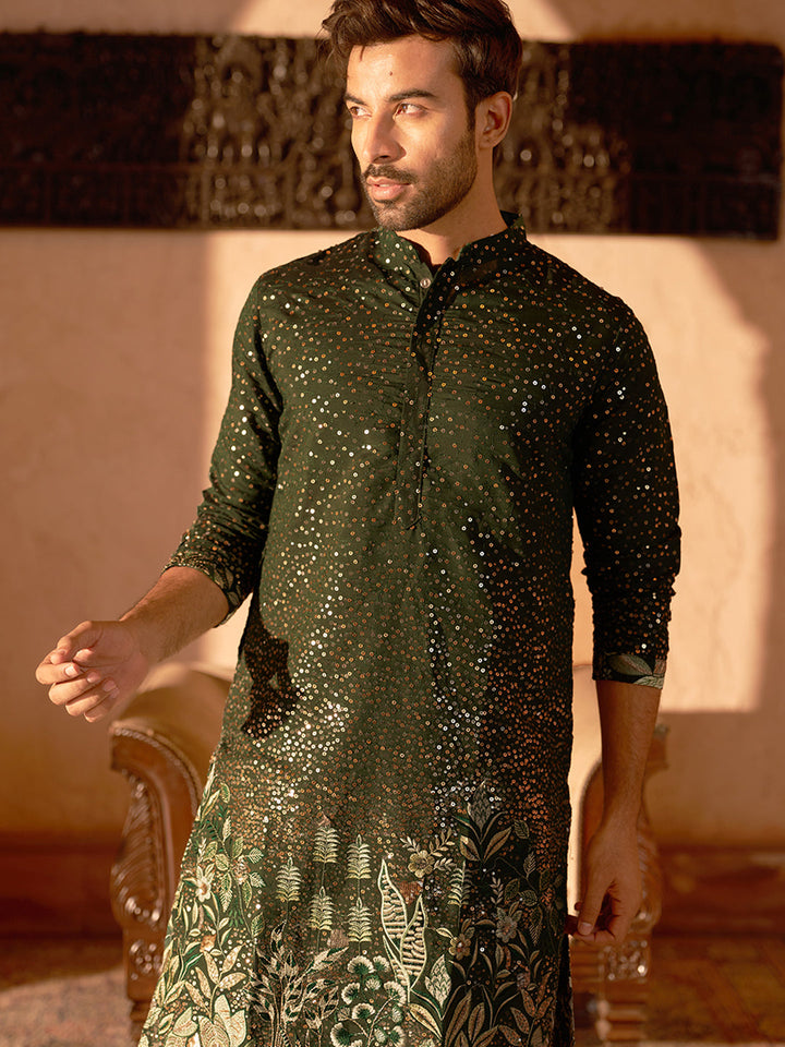 Embroidered And Sequins Silk Blend Kurtas