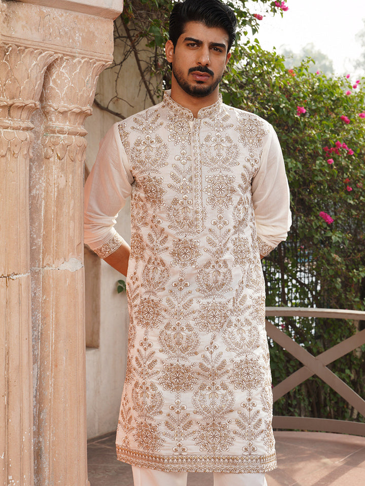 Embroidered Straight Kurtas For Men