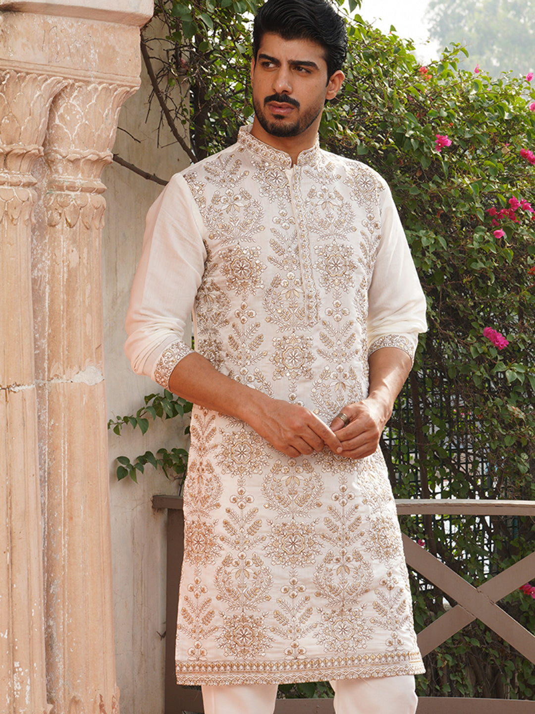 Embroidered Straight Kurtas For Men