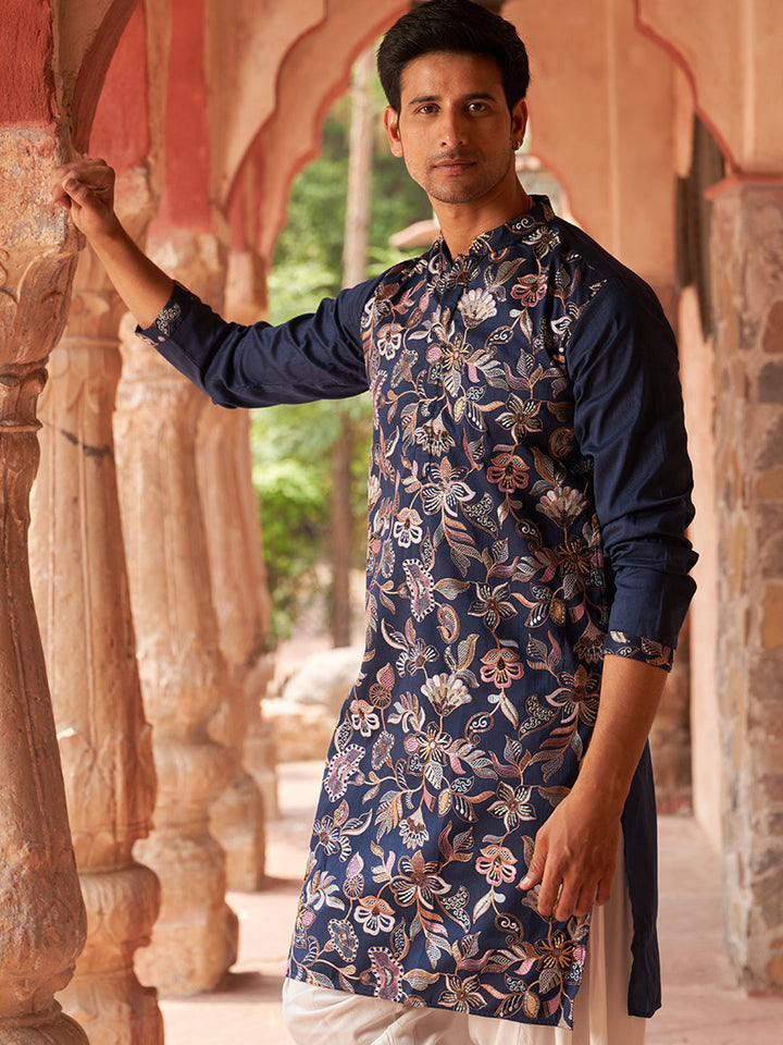 Embroidered Silk Blend Kurtas.