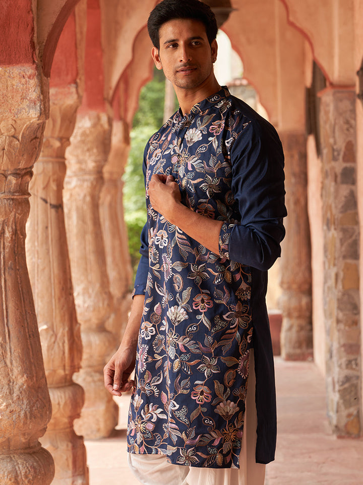 Embroidered Silk Blend Kurtas.