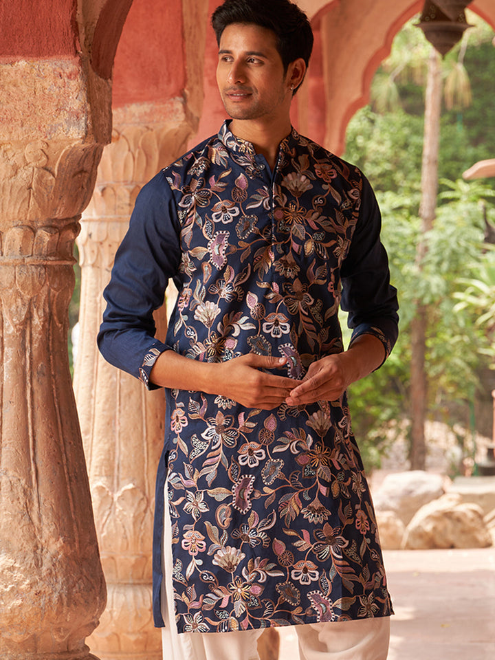 Embroidered Silk Blend Kurtas.