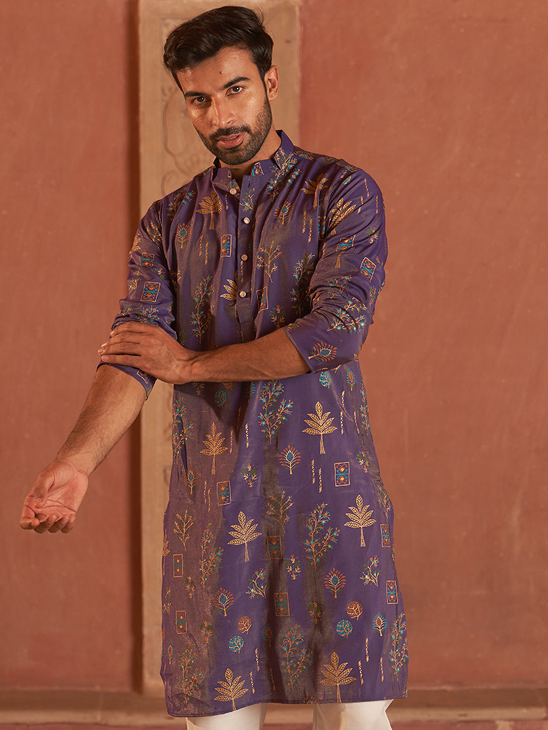 Printed Silk Blend Straight Kurtas.