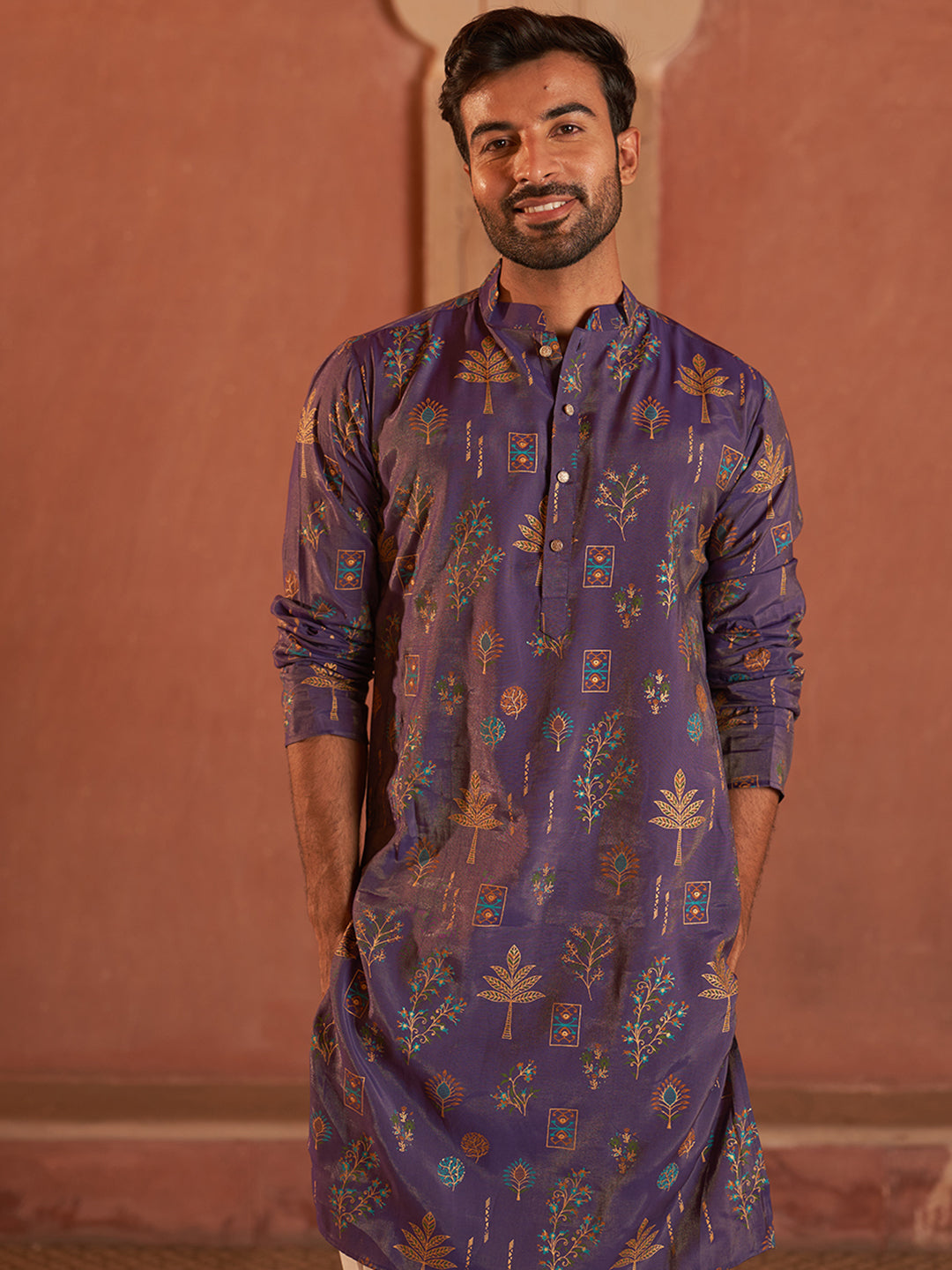 Printed Silk Blend Straight Kurtas.