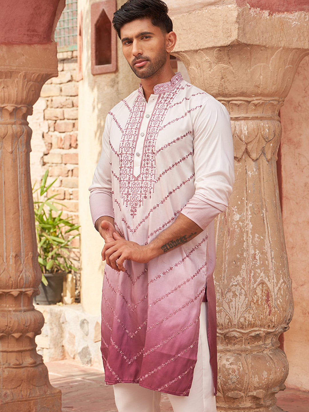 Ombre Printed &amp; Embroidered Kurtas