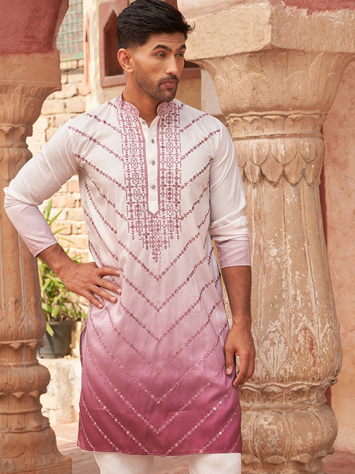 Ombre Printed &amp; Embroidered Kurtas