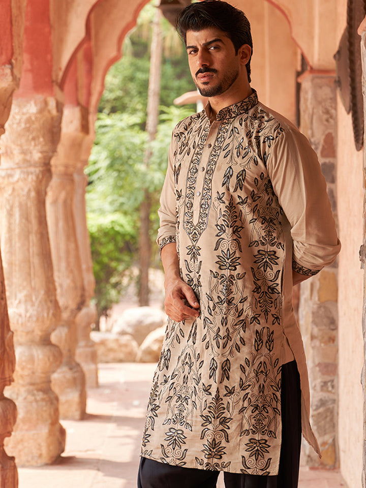 Embroidered Silk Blend Kurtas.