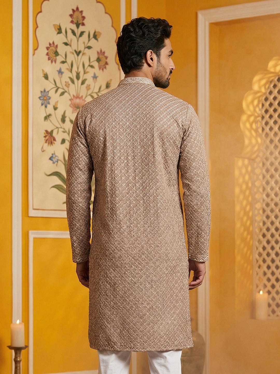Sequin Chikankari Front Open Kurta