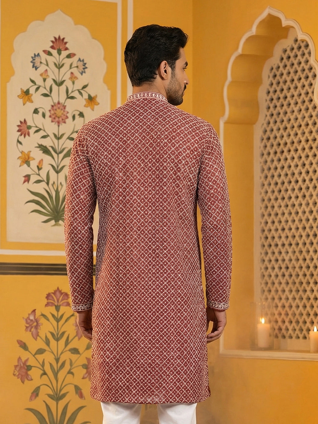 Sequin Chikankari Front Open Kurta
