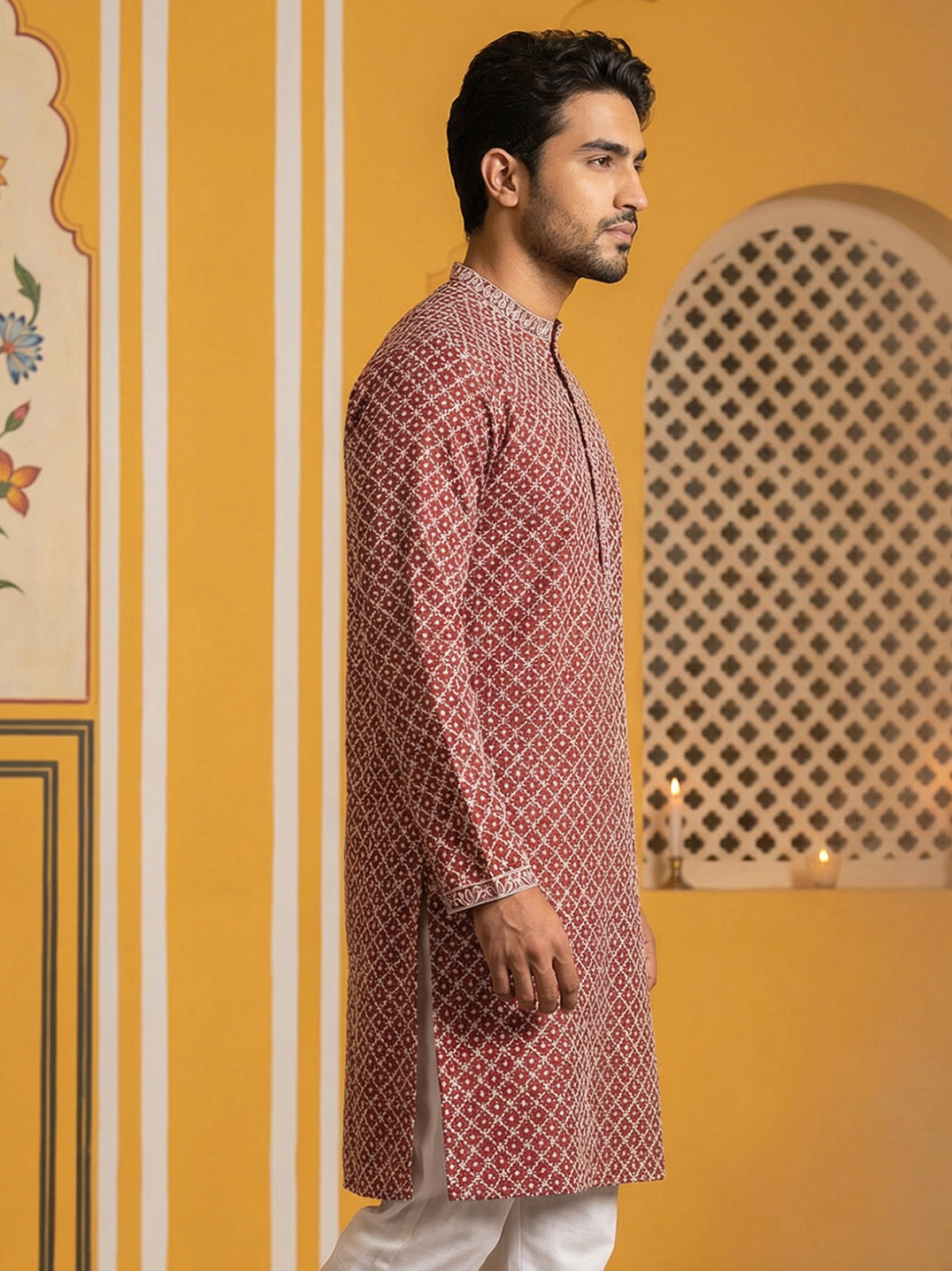 Sequin Chikankari Front Open Kurta