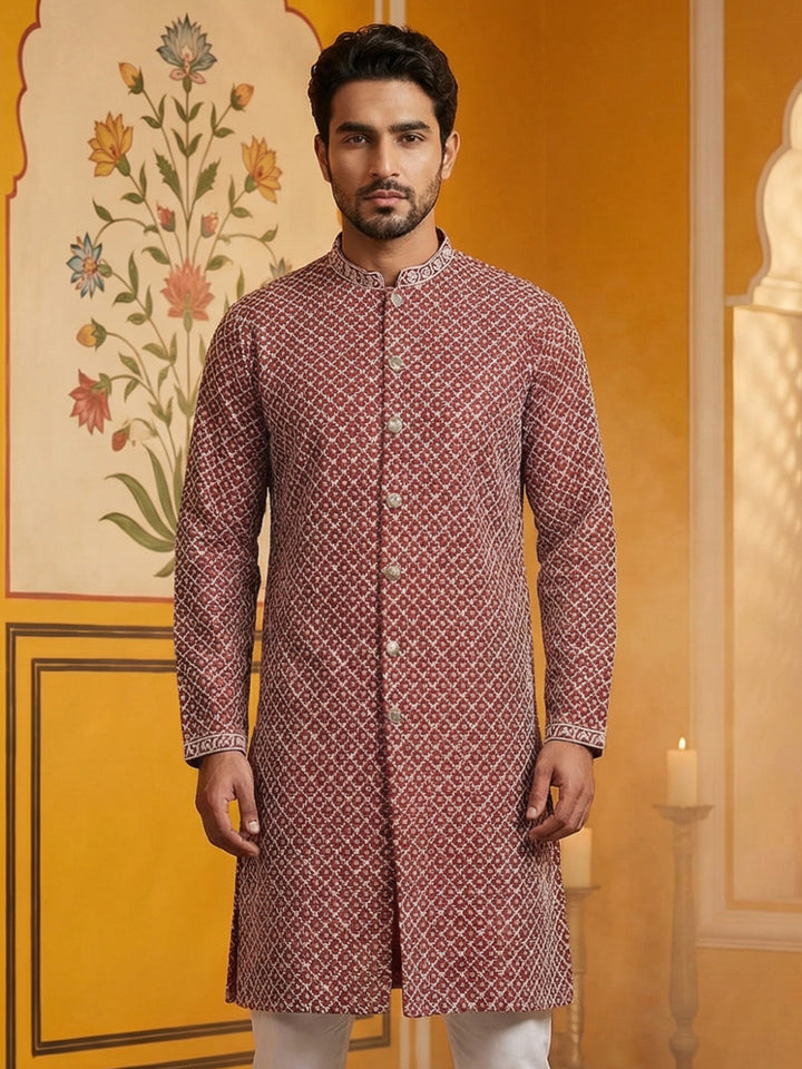 Sequin Chikankari Front Open Kurta