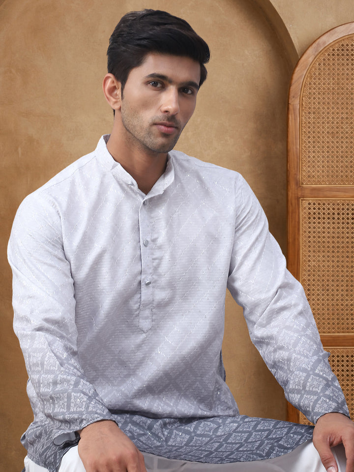 Purple Ombre Printed Kurta For Men