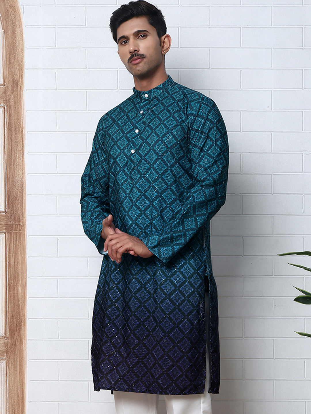 Ombre Printed Kurta For Men